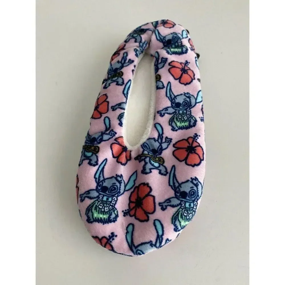 Disney Stitch Floral Fuzzy Babba Grip Slipper Socks Women’s Sz M/L Shoe 8-10 NWT